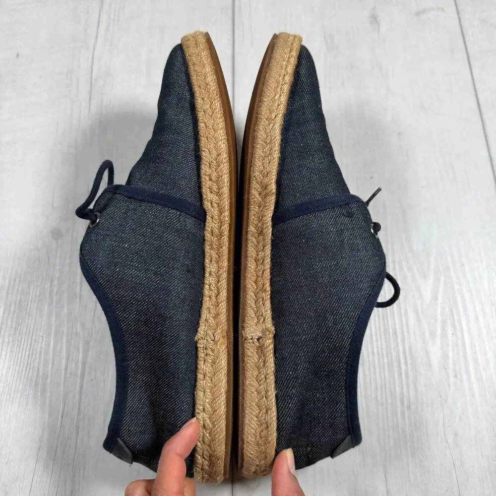 BURBERRY Mens Euro 43/ US 10 Navy Blue Denim Espadrille Laced Shoes Travel - Picture 6 of 10